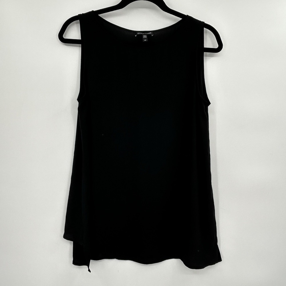 Eileen Fisher Womens Silk Tank Top Size S Black Minimalist Quiet Luxury Layering